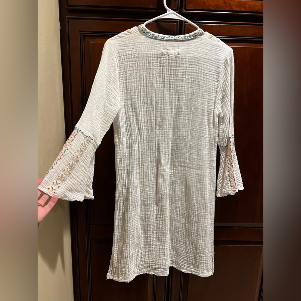 Johnny Was Women’s White Lined Multicolored Embroidery Tunic Dress - XS - Picture 2 of 7